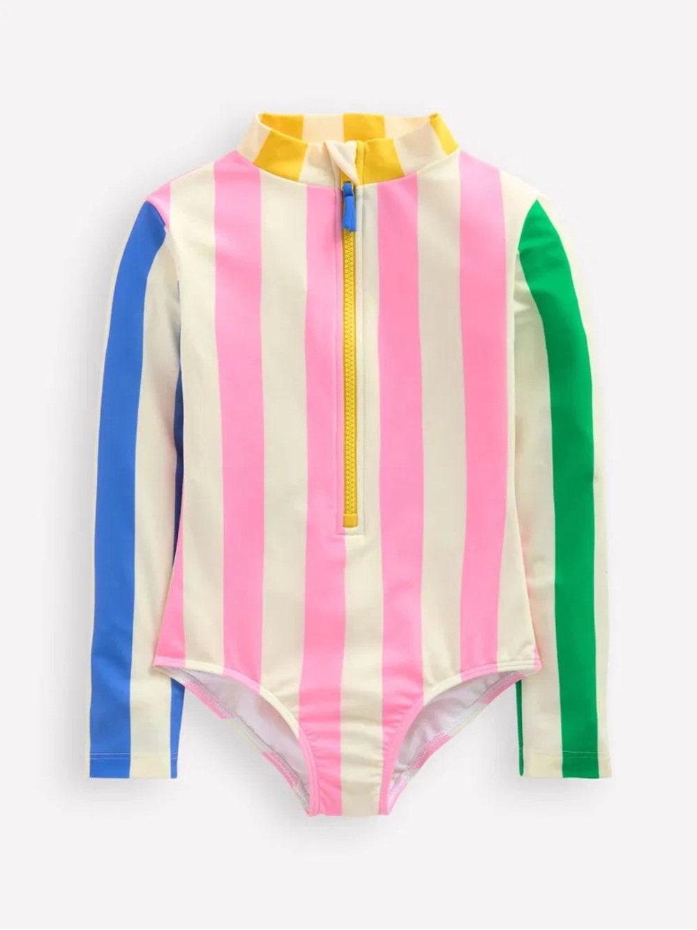 Mini Boden Long-Sleeved Swimsuit Pastel Stripes Sz 5-6Y Coastal Preppy
